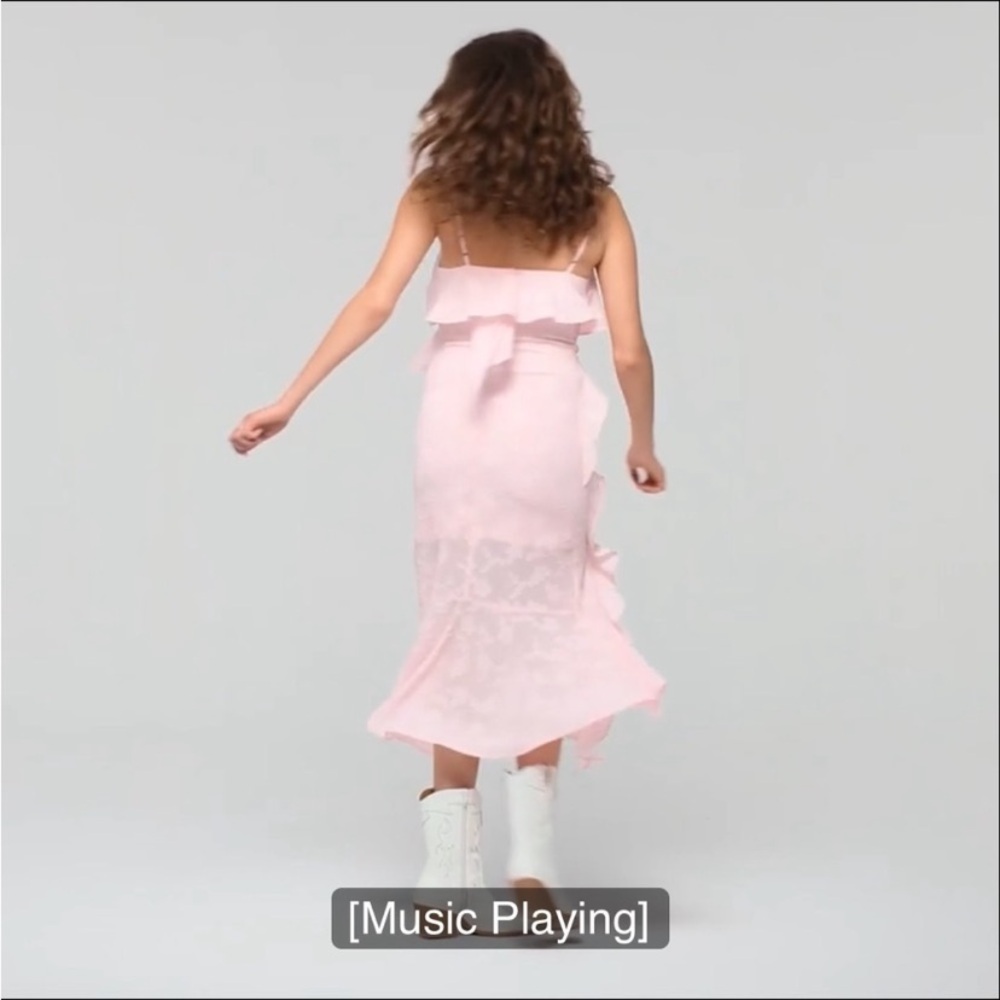 Pink Ruffled Formal Midi Dress - Picture 4 of 8